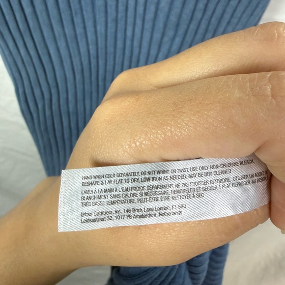 Daily Practice Ribbed Knit Polo Midi Dress Blue Short Sleeve M - Picture 7 of 8